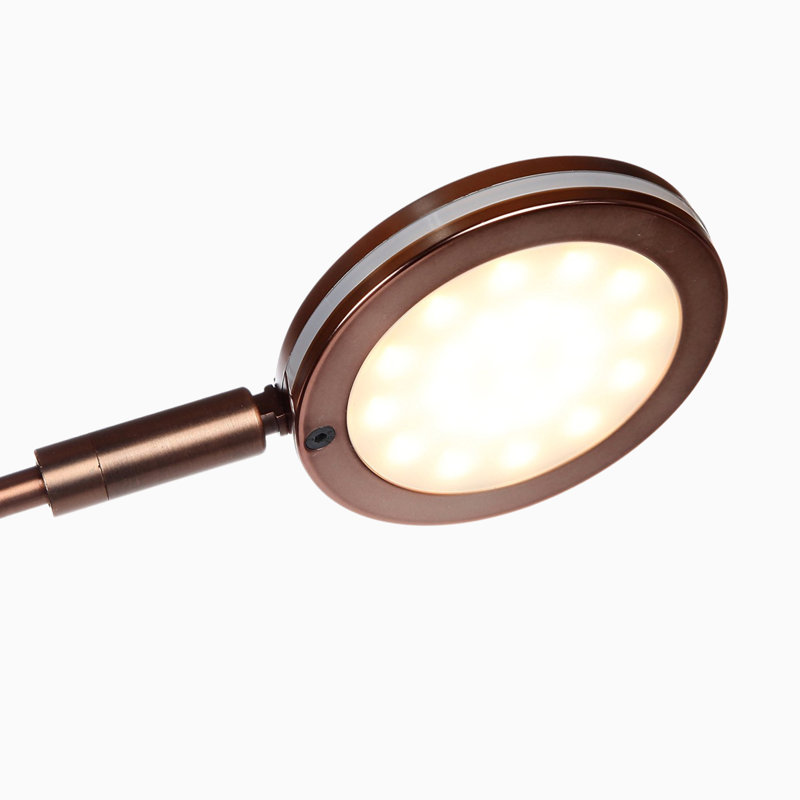 Orion 74 in. Industrial 5-Light LED Floor Lamp with Adjustable Swing Arm Heads, Bronze