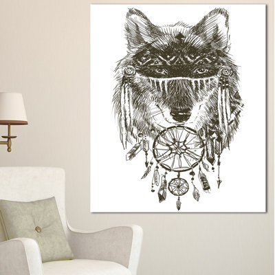 « amusant indien loup warrior », reproduction d’art sur toile tendue