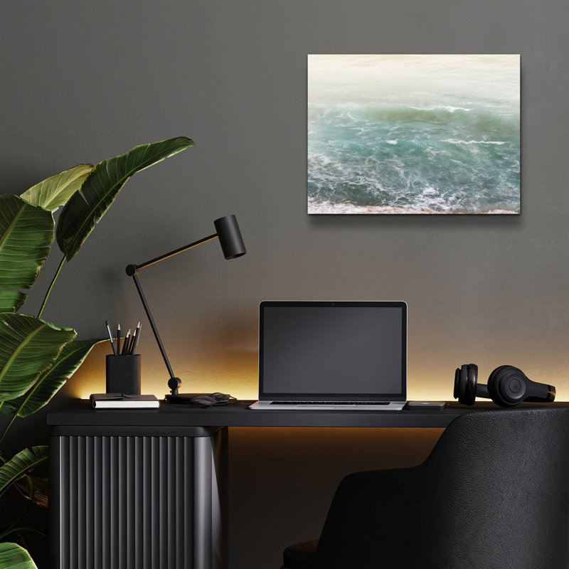 Art mural en verre épique «White Oceans 4» par Ian Winistanley, H 12 po x l 16 po x P 0,13 po