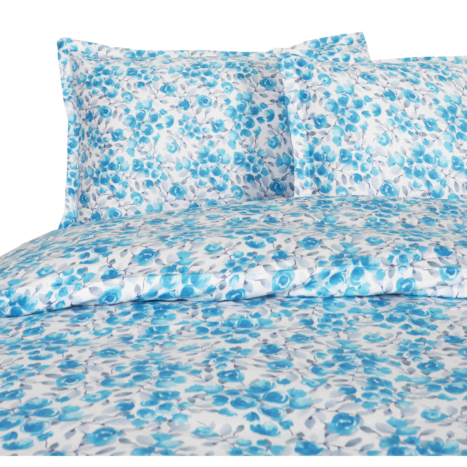 Babs Cotton Duvet Cover, Full/Queen Duvet Cover + 2 Standard Shams, Blue