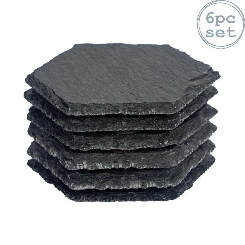 Argon Tableware - Hexagon Slate Coasters - 9.5 x 8.5cm