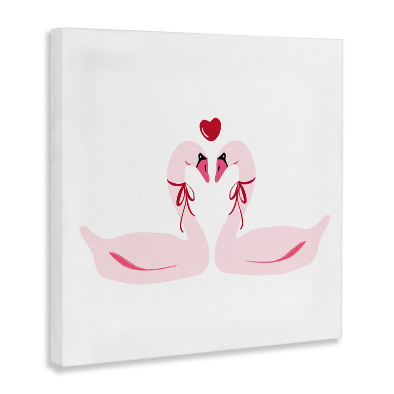 Romantic Love Swans Canvas, design by Lucille Price, 17" H x 17" W