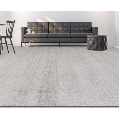 Tapis abstrait noué à la main en naturel / gris