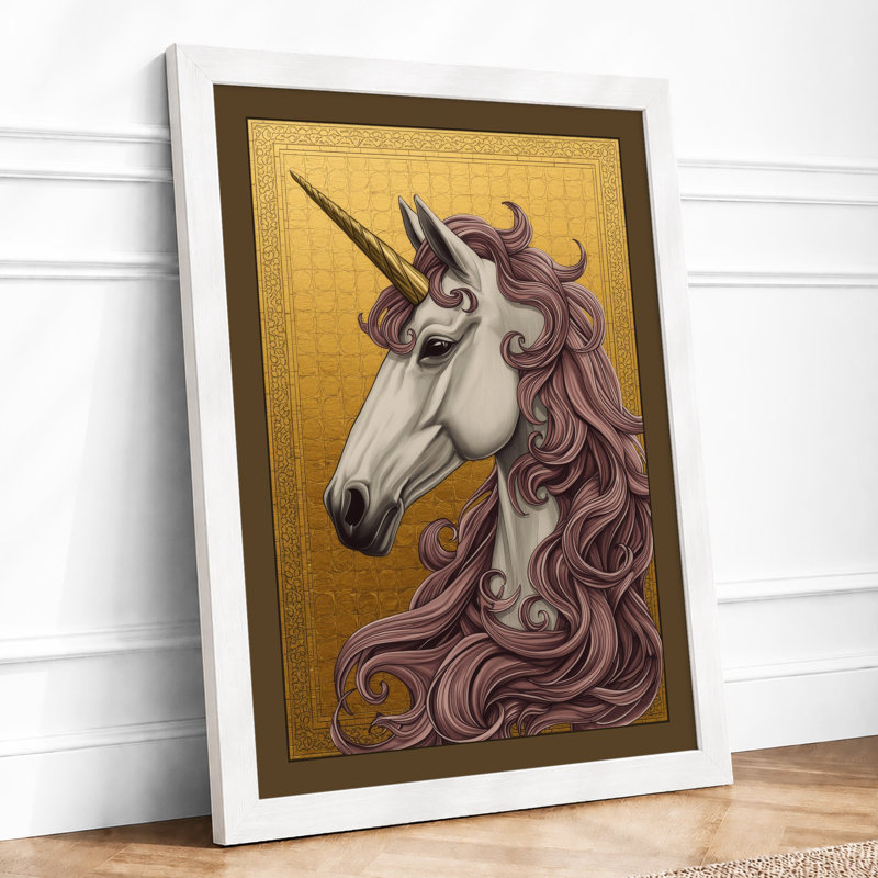 Elegant Unicorn Fantasy - Framed Print, A3 - 42.0 x 29.7 cm, White