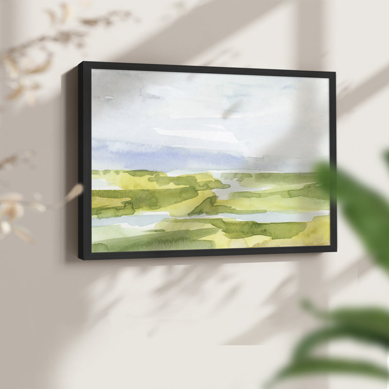 Watery Lowlands III - Reproduction encadrée - Restickable, H 11 po x l 14 po, Noir, noir, noir, noir
