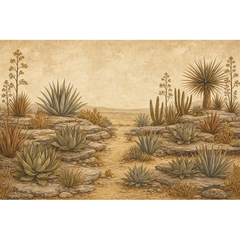 Papier peint paysage désertique Agave Plants Southwestern, 140 po x 108 po, Texturé non collé