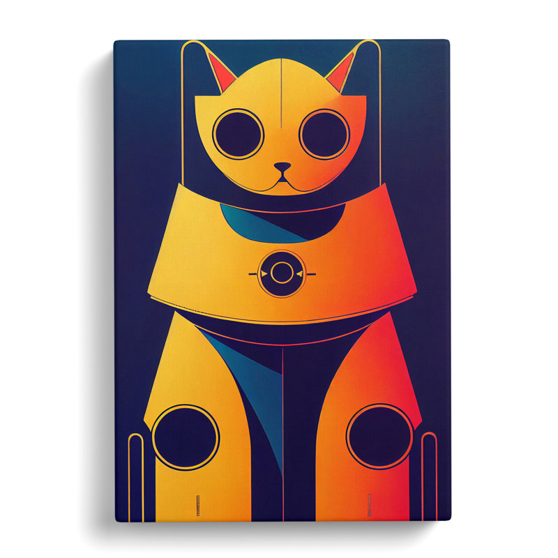 XC1022-3845X Robo Cat - Wrapped Canvas Print, 50cm H x 35cm W x 3cm D