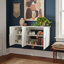 Armoire de rangement murale blanche 35,43 "avec portes, armoire de rangement moderne avec tablettes