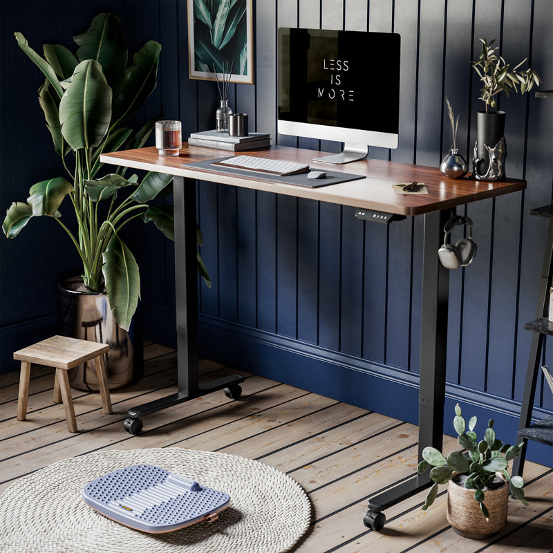 Adjustable Metal Base Standing Desk, 27.00" H x 63.00" W x 24.00" D , Espresso/Black