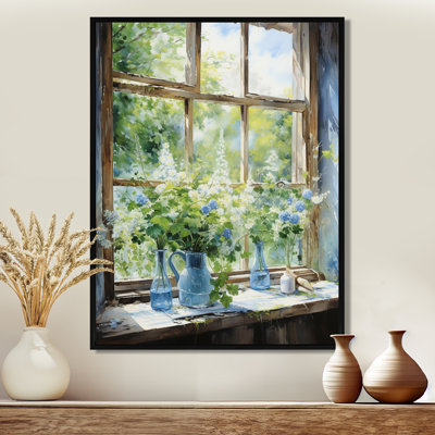 Green and blue countryside window Charm III - Farm Windows Wall Decor