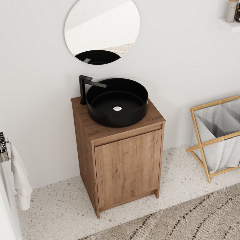 20'' Single Bathroom Vanity with Ceramic Art Sink, Black