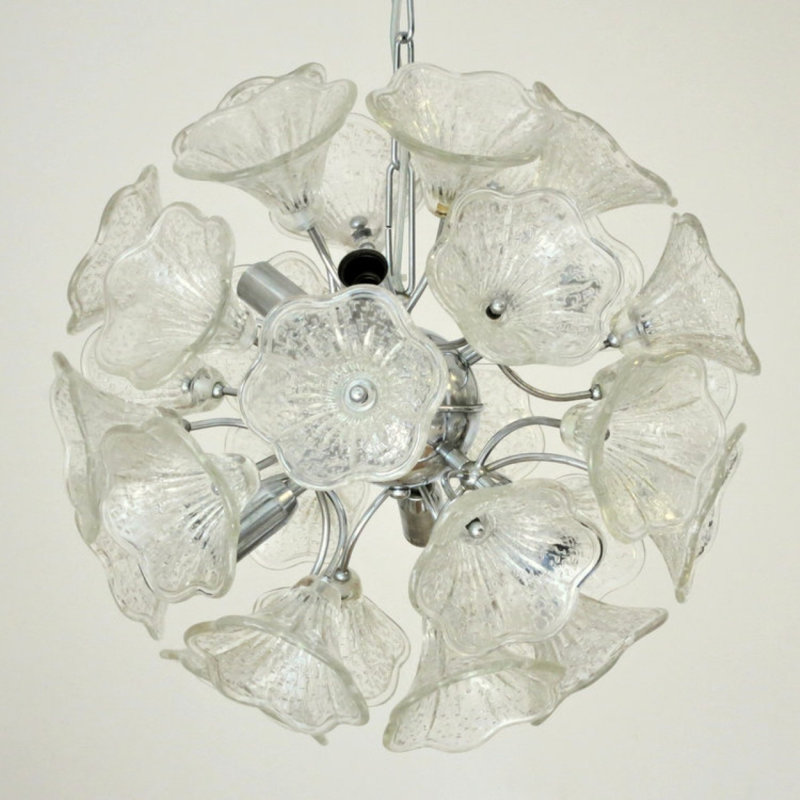 Lustre en chrome 16 lumières Hristofer, Clair, Bronze, 36" Dia x 36" Height