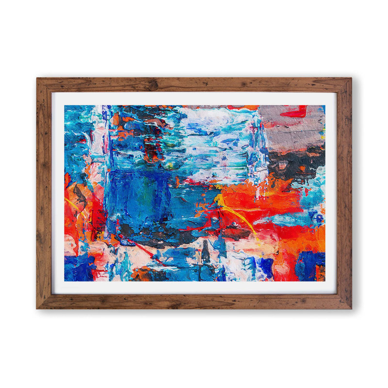 Abstract Art Painting Vol.360 by S.Johnson - Single Picture Frame Painting, Walnut, 45cm H x 63cm W x 2cm D