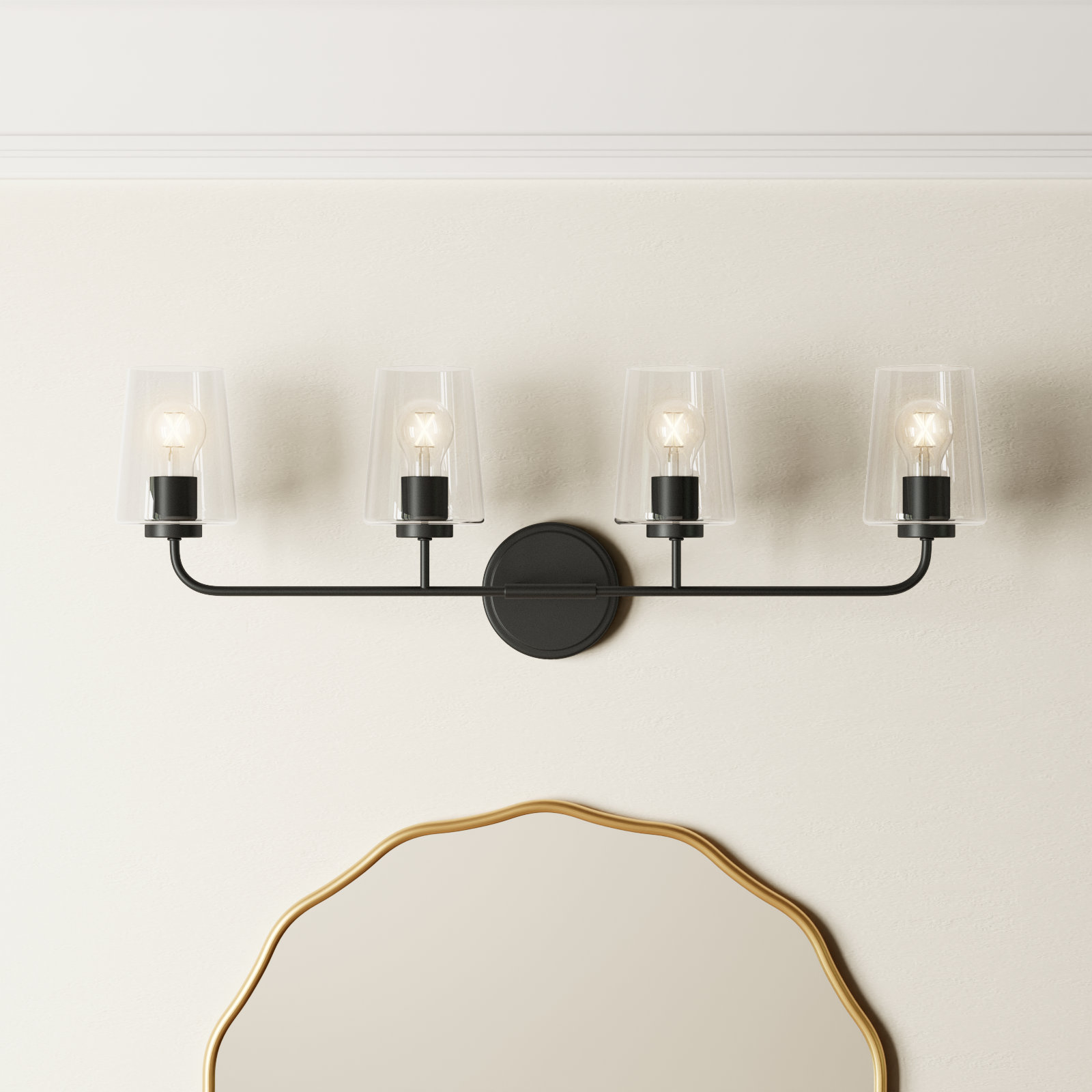 Verbena 4 Light Transparent Dimmable Vanity Light, Black