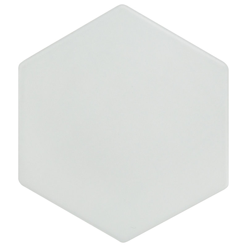 Geometric 6" x 7" Porcelain Patterned Floor Use Tile, Light Grey Matte