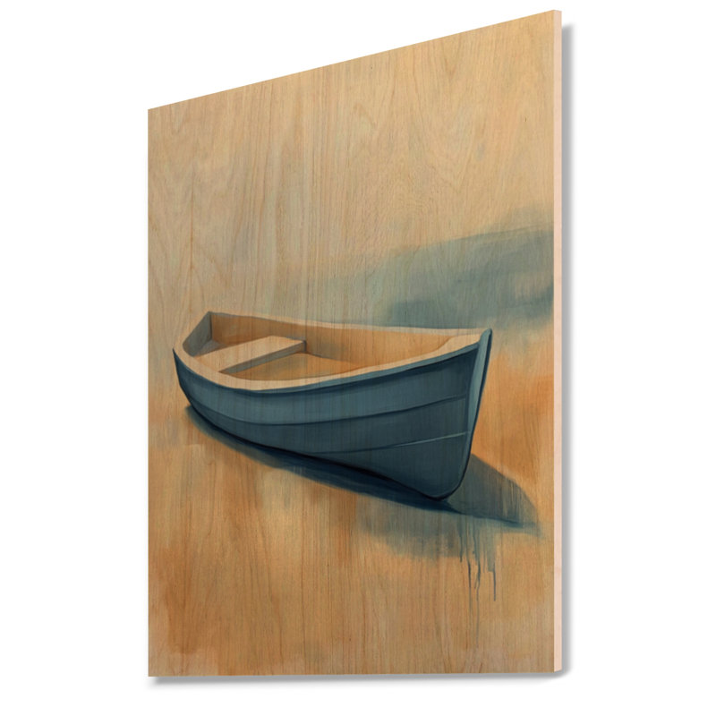 Petit bateau bleu - Décoration murale en bois sur le thème côtier, H 32 po x l 24 po, Rectangulaire