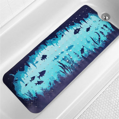Blue Non-slip Ocean Bath Mat 40x16