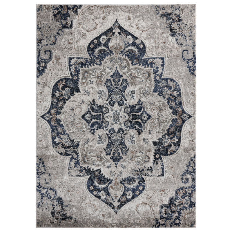 Tapis floral gris Taba, Rectangle de 8 pi x 10 pi