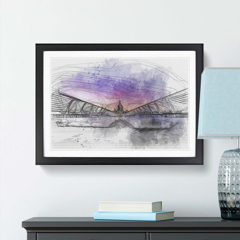 St. Pauls Cathedral in London in Abstract - Picture Frame Graphic Art Print, Black Framed, 27cm H x 36cm W x 2cm D