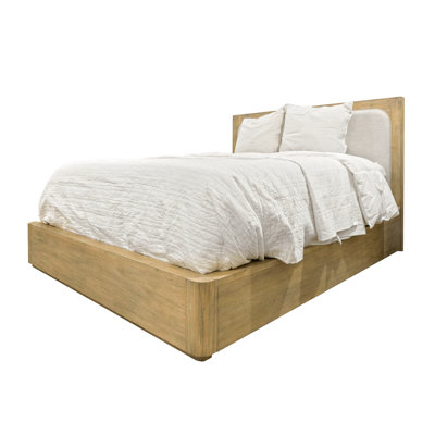 Lit plateforme King Heartford avec tête de lit rembourrée - Naturel