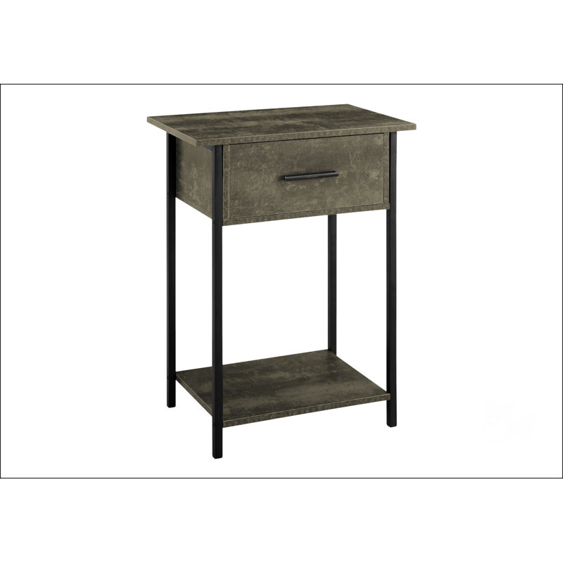 Table d'appoint rectangulaire avec tiroir de rangement, Taupe
