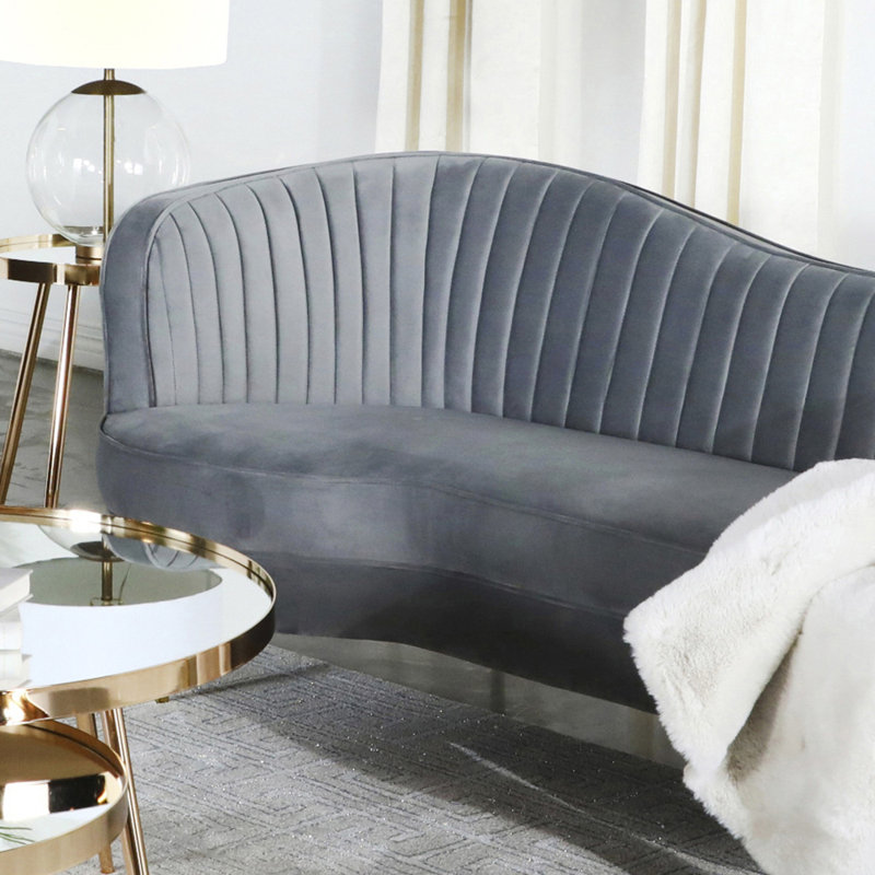 Canapé Westerham, Velours gris velours, H 33 po x l 74 po x P 36 po