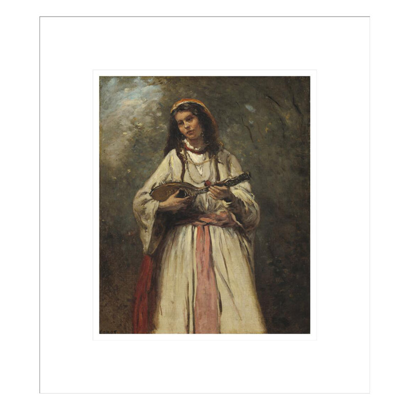 Gitane avec une mandoline par Jean-Baptiste-Camille Corot, H 15,52 po x l 13,75 po