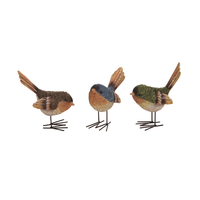  Large Resin Bright Texture Bird Set of 3 Spring Home Decorations