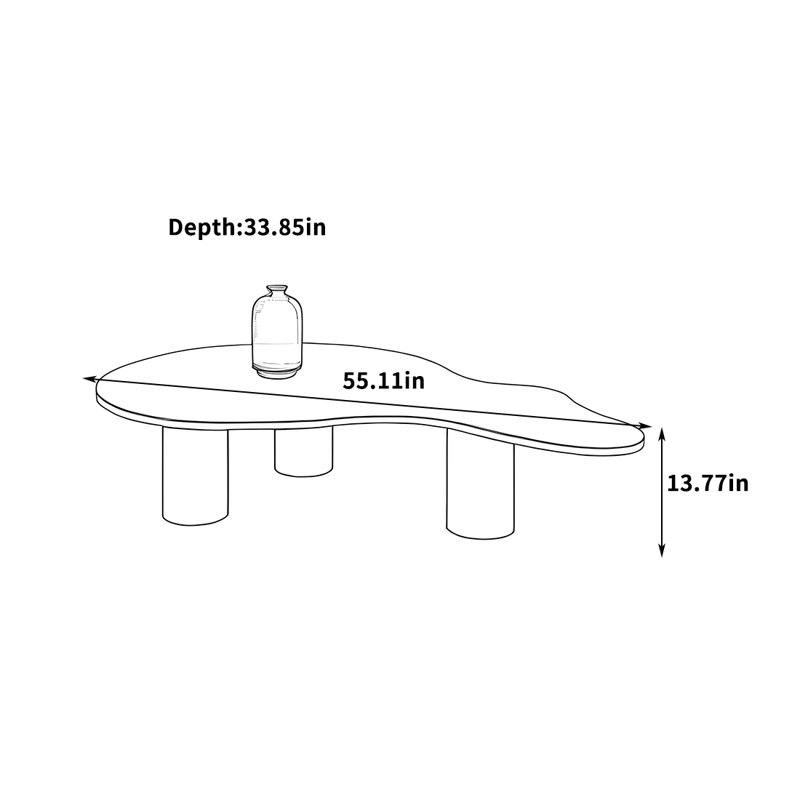 Table basse au design moderne unique, Noir, H 13,77 po x L 55,11 po x l 33,85 po