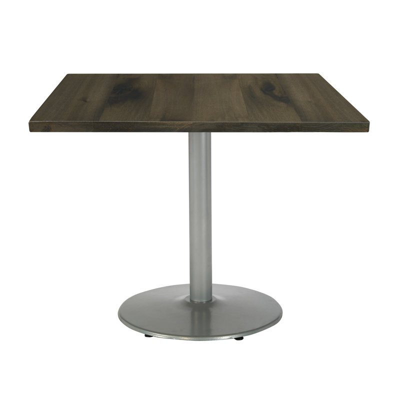 Urban Loft Square Solid Wood Breakroom Table, Silver, Espresso, 29" H x 30" L x 30" W