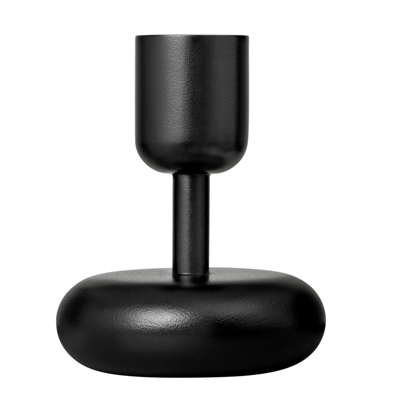 Juba H Tabletop Candlestick Holder with Candle Included, 4.25" H x 3.5" W x 3.5" D, Solid Brass