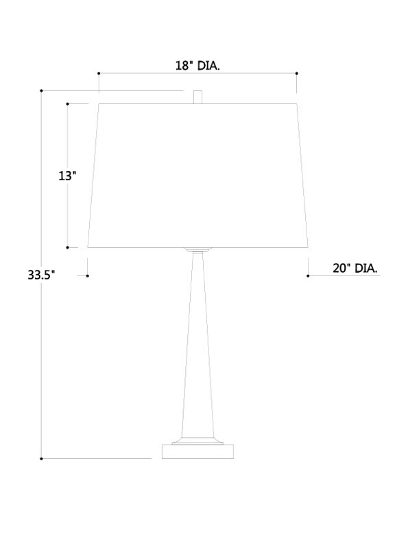 Toronto Table Lamp, Nickel/Off White, 33" H x 16" W 16" D
