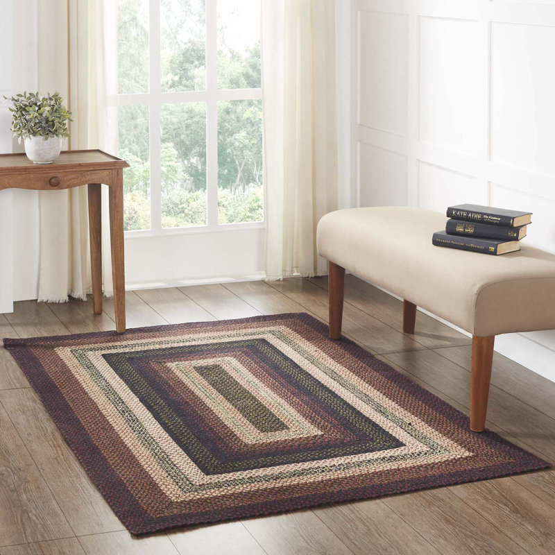 Tapis multicolore en jute / laine tressé à motif géométrique Amae, Rectangle 4 pi x 6 pi