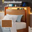  Base de lit flottante simple avec tête de lit et station de charge, base de lit plateforme en bois avec lumières DEL, sans bruit, aucun sommier nécessaire - facile à assembler - noyer-334268690-334268691