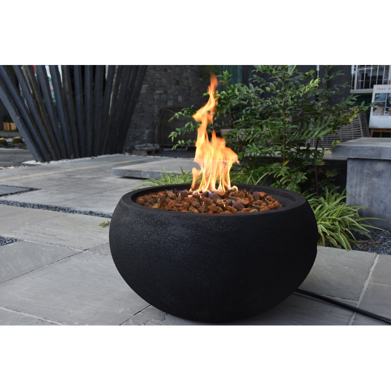 York 27" Liquid Concrete Fire Bowl, Natural gas, Black