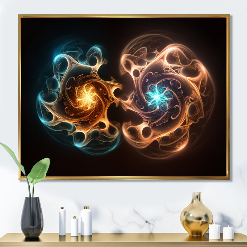 Quantum Twin Flames I - impression, H 24 po x l 32 po, Cadre flottant doré