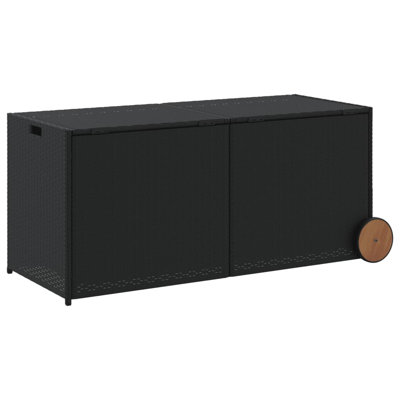 Water Resistant Acacia Poly Rattan Deck Box with Wheels by VidaXL
