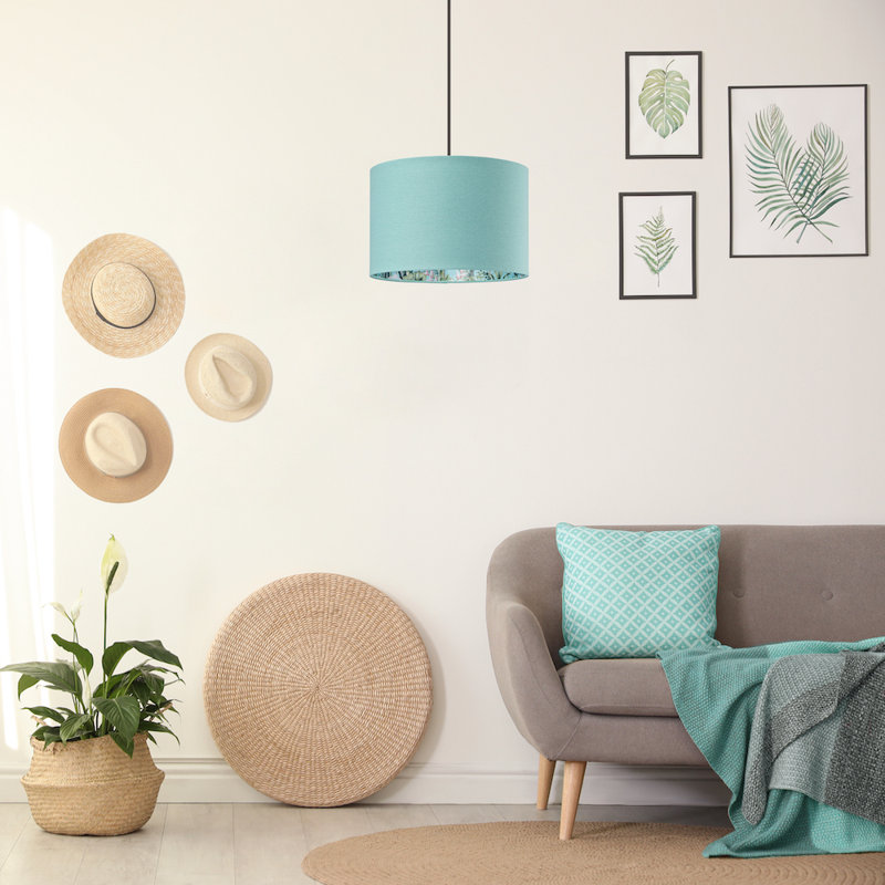 Unique Jungle Print Lampshade with Palm Trees, Sloths and Elephants, 20cm H x 30cm W x 30cm D