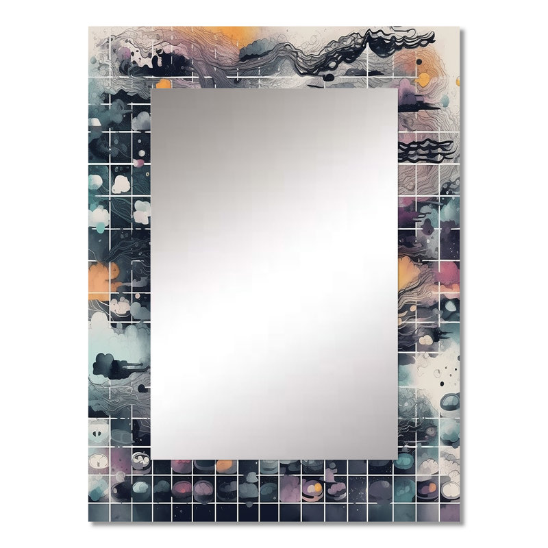 Blue And Orange Vibrant Paradoxes III - Abstract Decorative Mirror On Metal, 32" x 24"