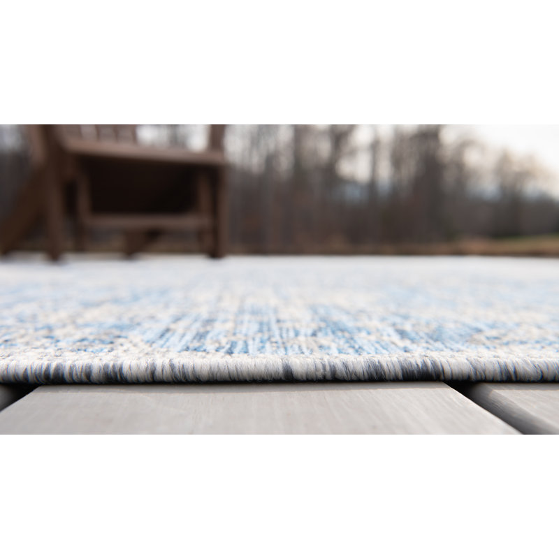 Cowell Oriental Blue/Gray Indoor/Outdoor Area Rug, Rectangle 9' x 12'