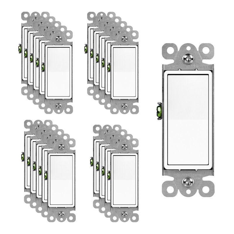 Enerlites 15 Tamper Resistant Single Pole Rocker Light Switch - White, White
