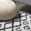Tapis beige / bleu marine à poils longs Sineu-377614847