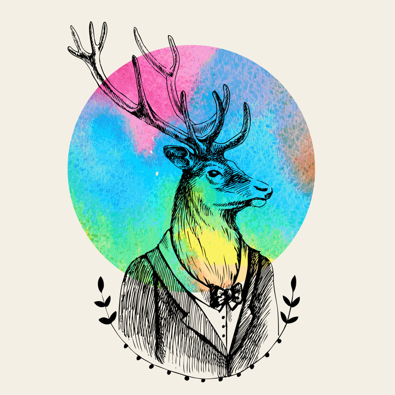 Tuxedo Deer by Olgamoopsi - Wrapped Canvas Print, 30cm H x 30cm W