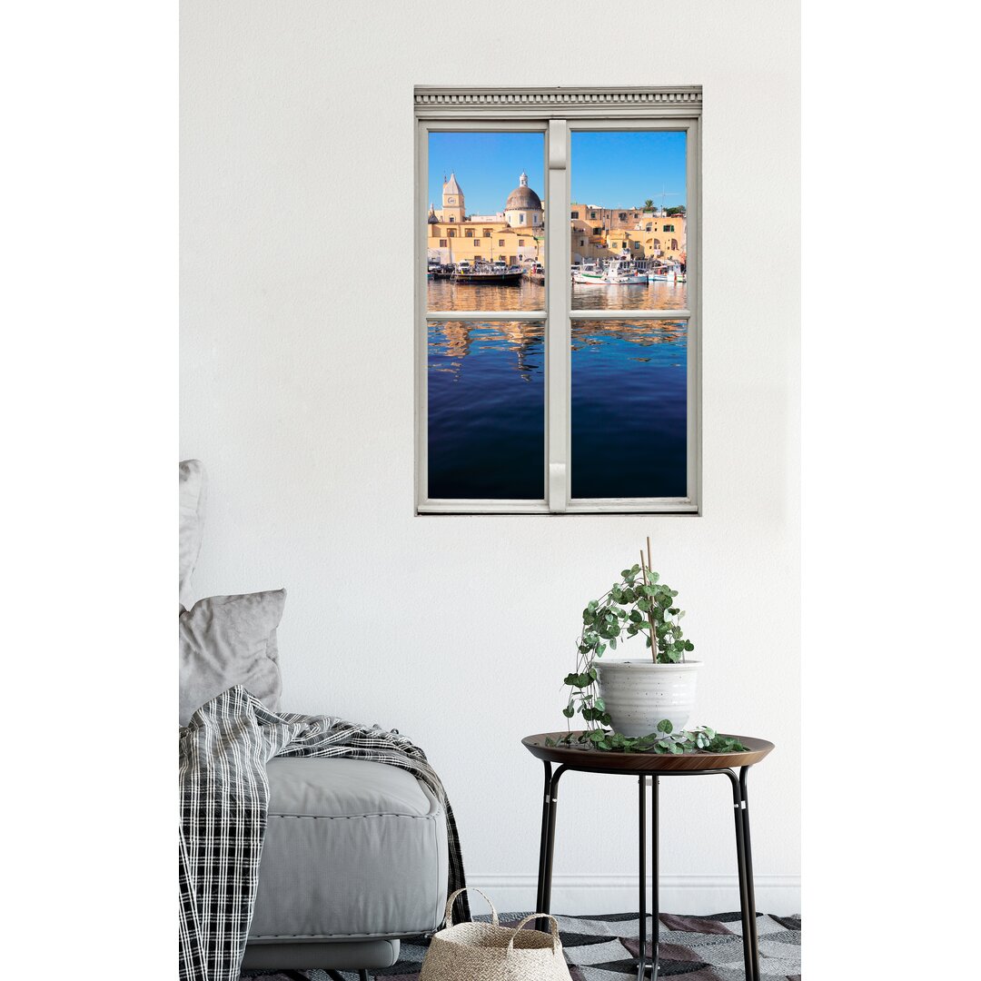 Wandtattoo Fenster mit Hafen