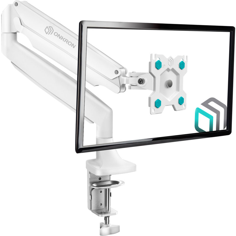 White Full-Motion Gas Spring Monitor Mount with Riser