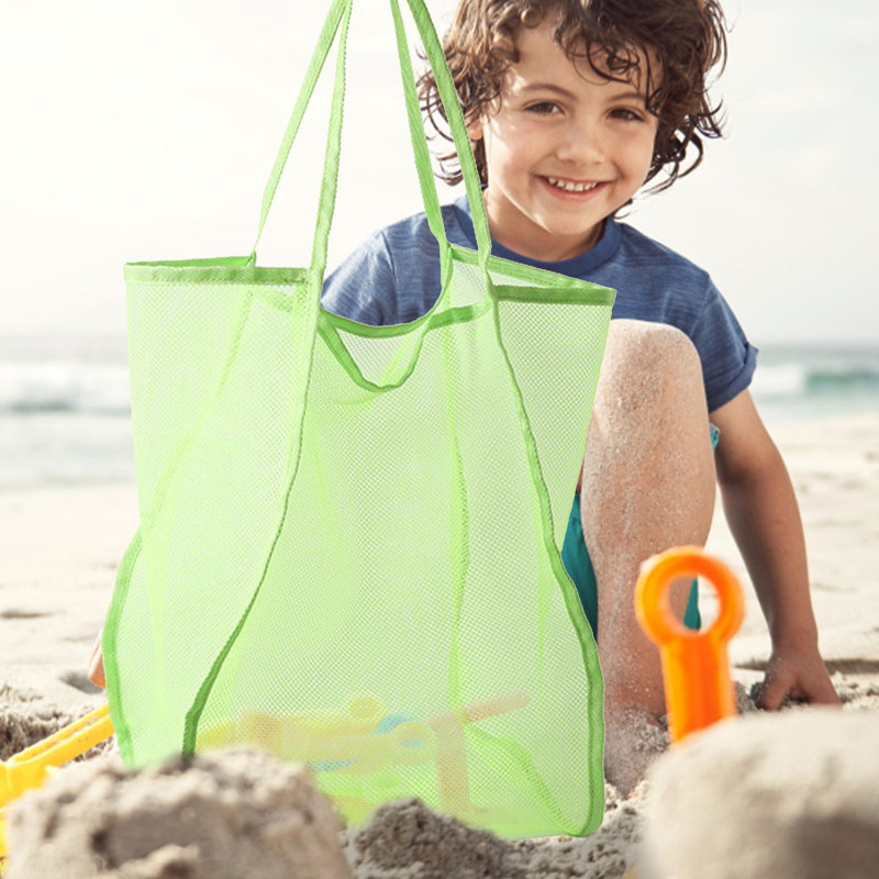 Sac de plage en nylon, sac de rangement de stade, sac de plage en filet de 26 L, sac de plage pliable pour les vacances à la plage