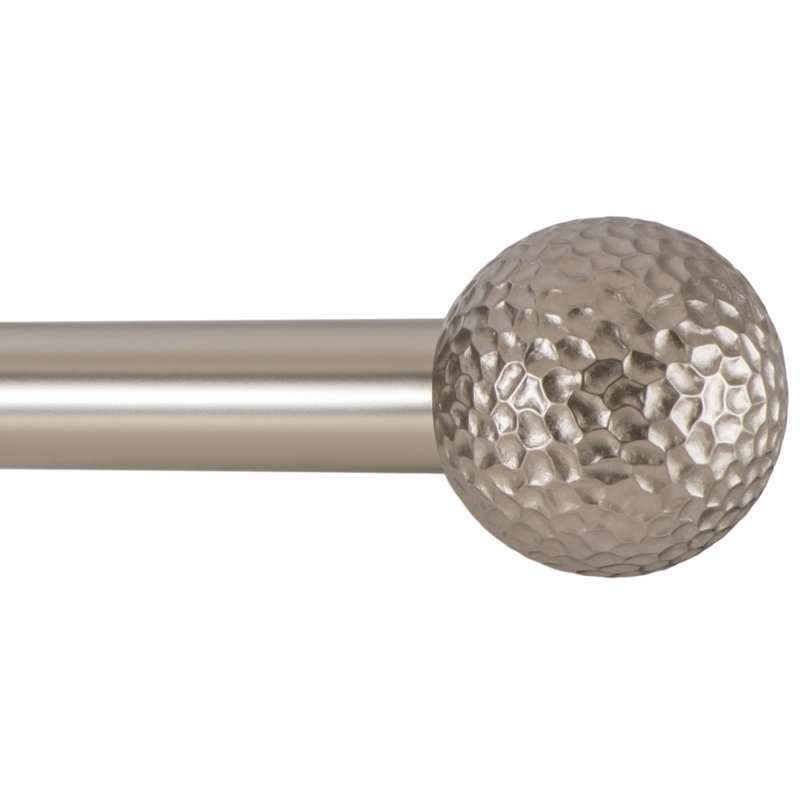  Tringle à rideaux décorative pour fenêtre - forme de boule martelée, tringle de 1 pouce, 16 à 28 pouces (tringle à rideaux latérale), nickel satiné