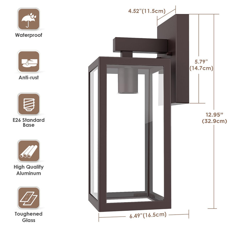 2-Pack Outdoor Wall Lantern, Dark Chocolate