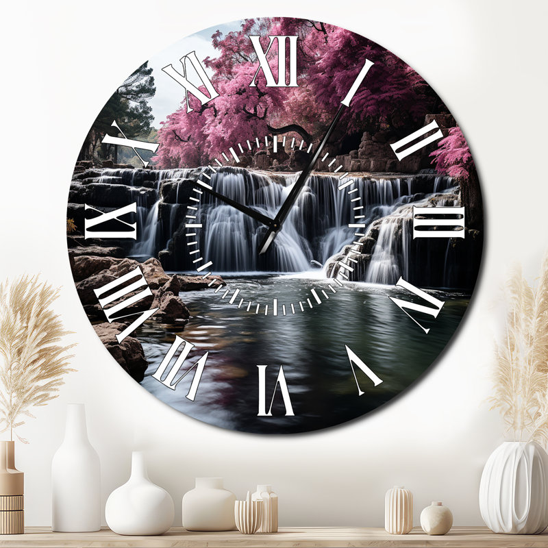 Horloge murale rose et grise, Surdimensionné