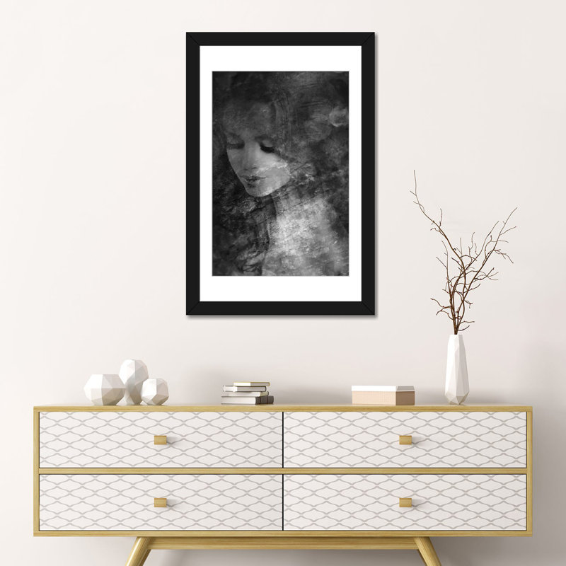 « b&w ii », impression sur toile, Blanc, Papier d'art encadré noir, H 24 po x l 16 po x P 1 po
